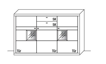 Illustration eines Highboards vor weißem Hintergrund
