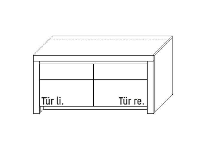 Illustration eines Lowboards vor weißem Hintergrund