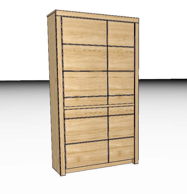 Ansicht eines modernen Holzkleiderschranks mit Schiebetüren, ideal für Schlafzimmer