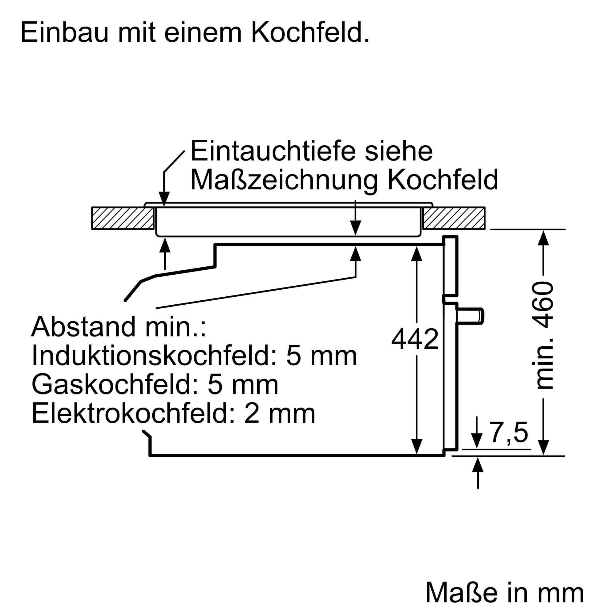 Einbauzeichnung zu Siemens Dampfbackofen CS938GCB2.