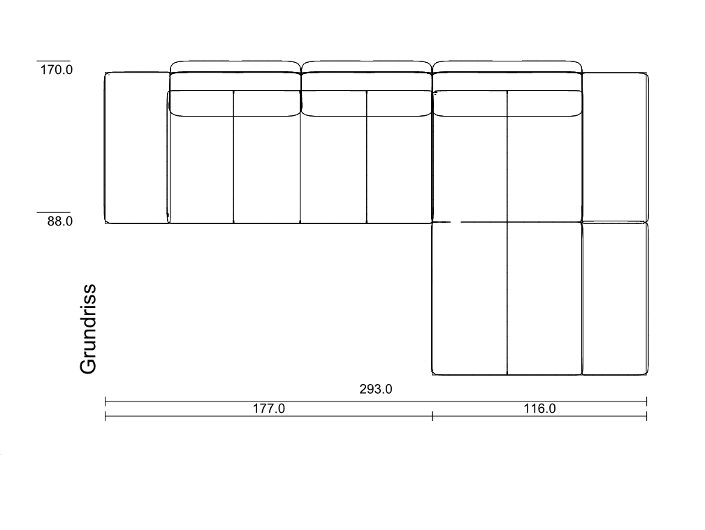 Abschlusssessel mit Polstersitz auf der rechten Seite