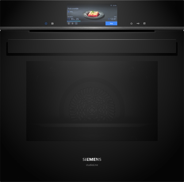 Siemens studioLine - Einbau-Dampfbackofen iQ700 (60x60 cm) INKL. 5 JAHRE GARANTIE | HS958KDB1 Moderner Siemens Studioline Einbau-Backofen in Schwarz mit digitalem Touchscreen-Display