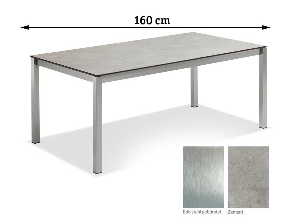 Niehoff Garden. Velina | G873 | Tisch | 160 x 95 cm | Edelstahl/HPL Zement
