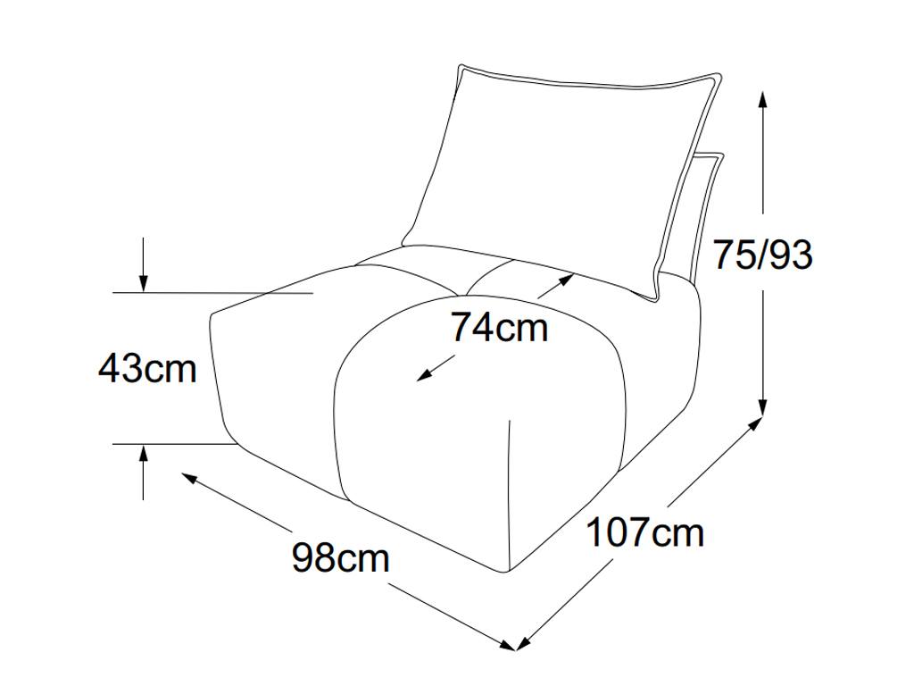 designwerk Palace - Element ohne Armteil | inkl. 1 Kissen A | B: 98 cm | D064105 designwerk Palace - Element ohne Armteil | inkl. 1 Kissen A | B: 98 cm | D064105