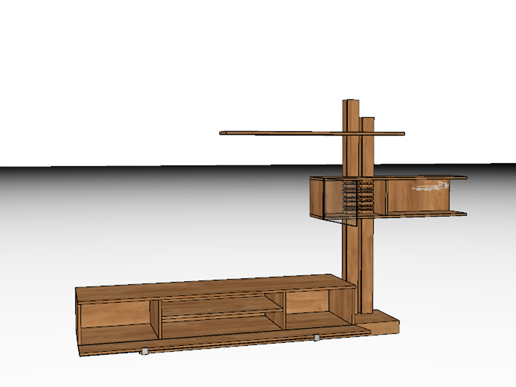 Moderner TV-Unterschrank aus Holz mit integriertem Regal und minimalistischem Design