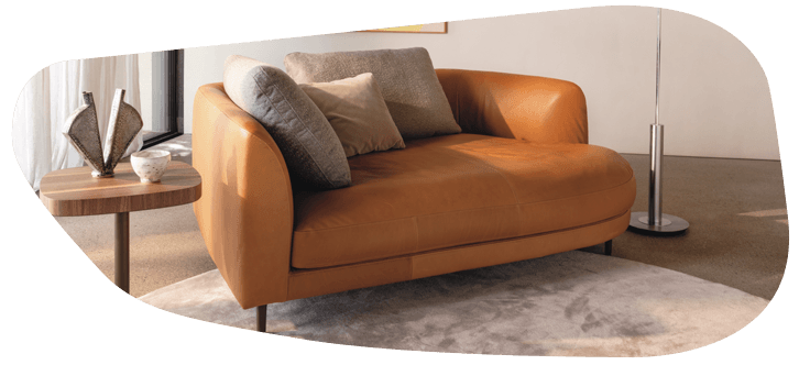 orangenes Ledersofa