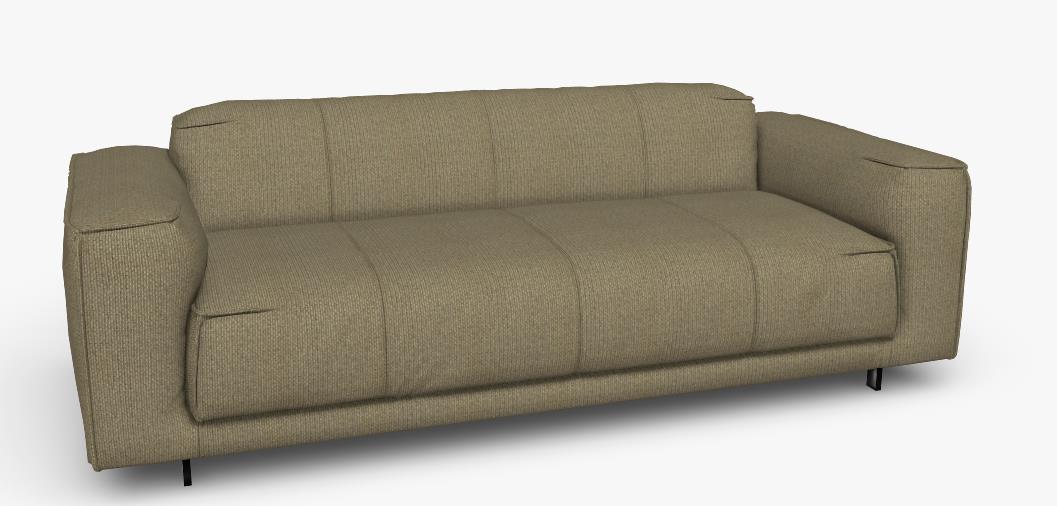 Bequemes, modernes beiges Sofa mit breiten Armlehnen und schlichtem Design