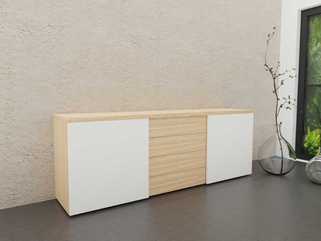 now! by hülsta. time | Sideboard, 2 Schiebetüren, 4 Schubladen | B: 210,0 cm 