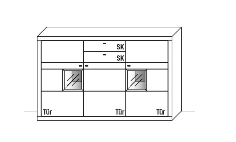 Illustration eines Highboards vor weißem Hintergrund