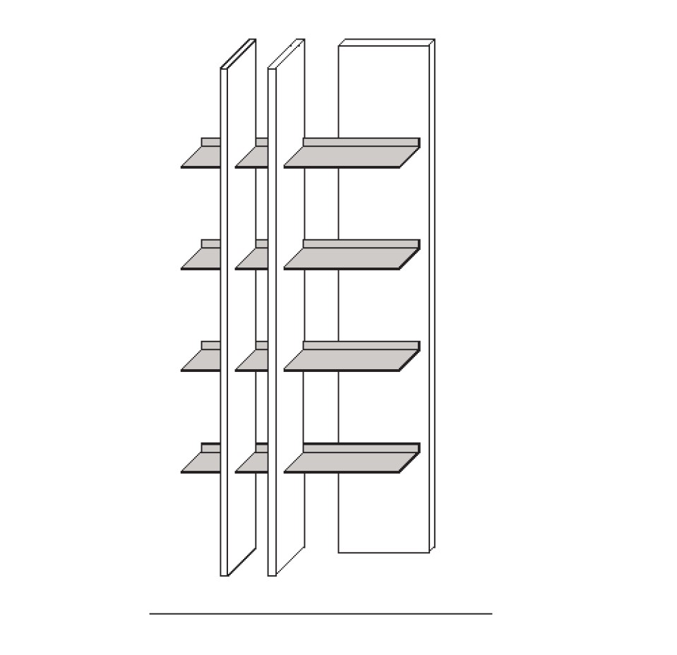 Illustration eines Wandregals vor weißem Hintergrund