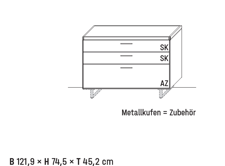 Wöstmann WM 2520 - Sideboard | Type 2261 | B: 121,9  cm | Wildeiche massiv
