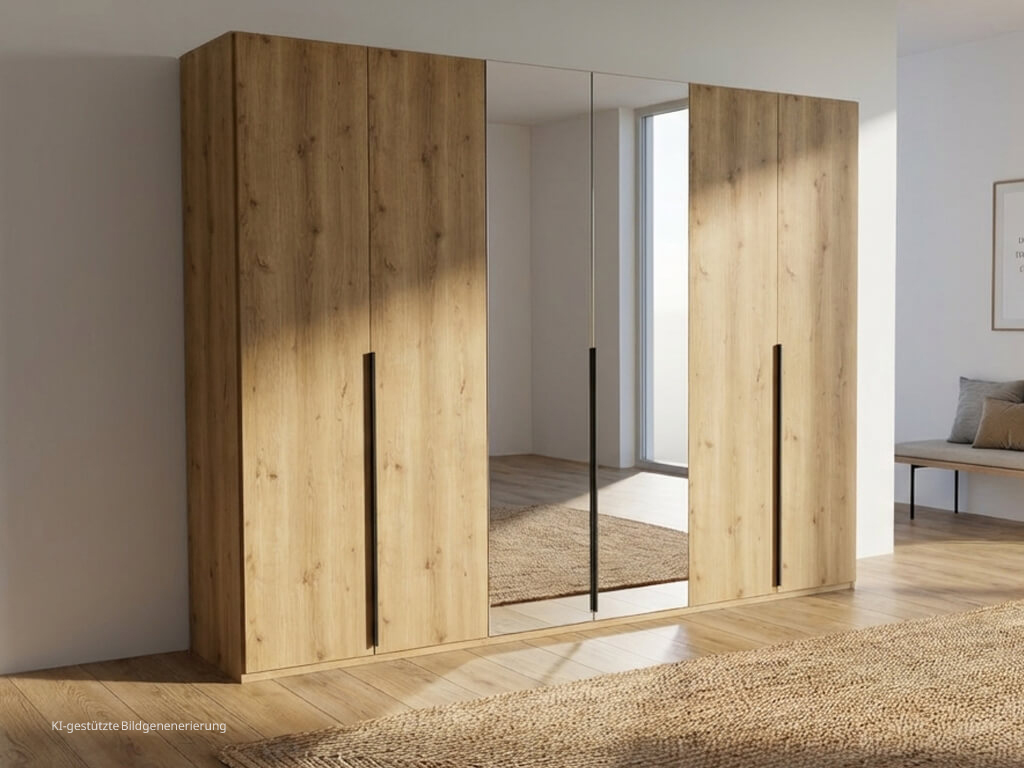 rauch BLACK - Scaletta Drehtürenschrank, 6-türig, 2 Spiegeltüren | B: 300, H: 223 cm | versch. Dekore, Massivholz oder Glas konfigurierbar