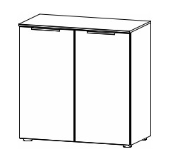 Illustration einer Kommode mit zwei Türen vor weißem Hintergrund