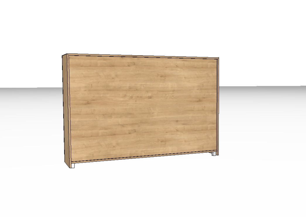 Rückansicht eines braunen Highboards vor weißem Hintergrund