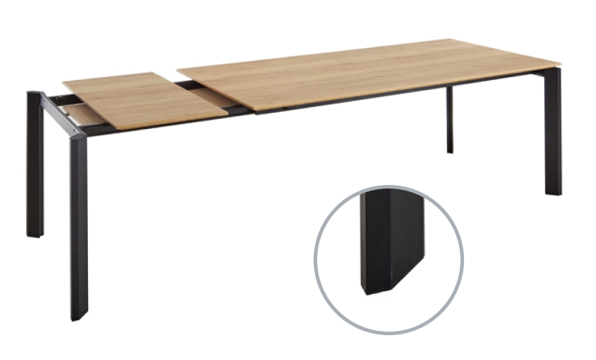 nobilia - Esstisch London (ausziehbar) | Stahlgestell eckig, schwarz | versch. Dekore & Größen konfigurierbar