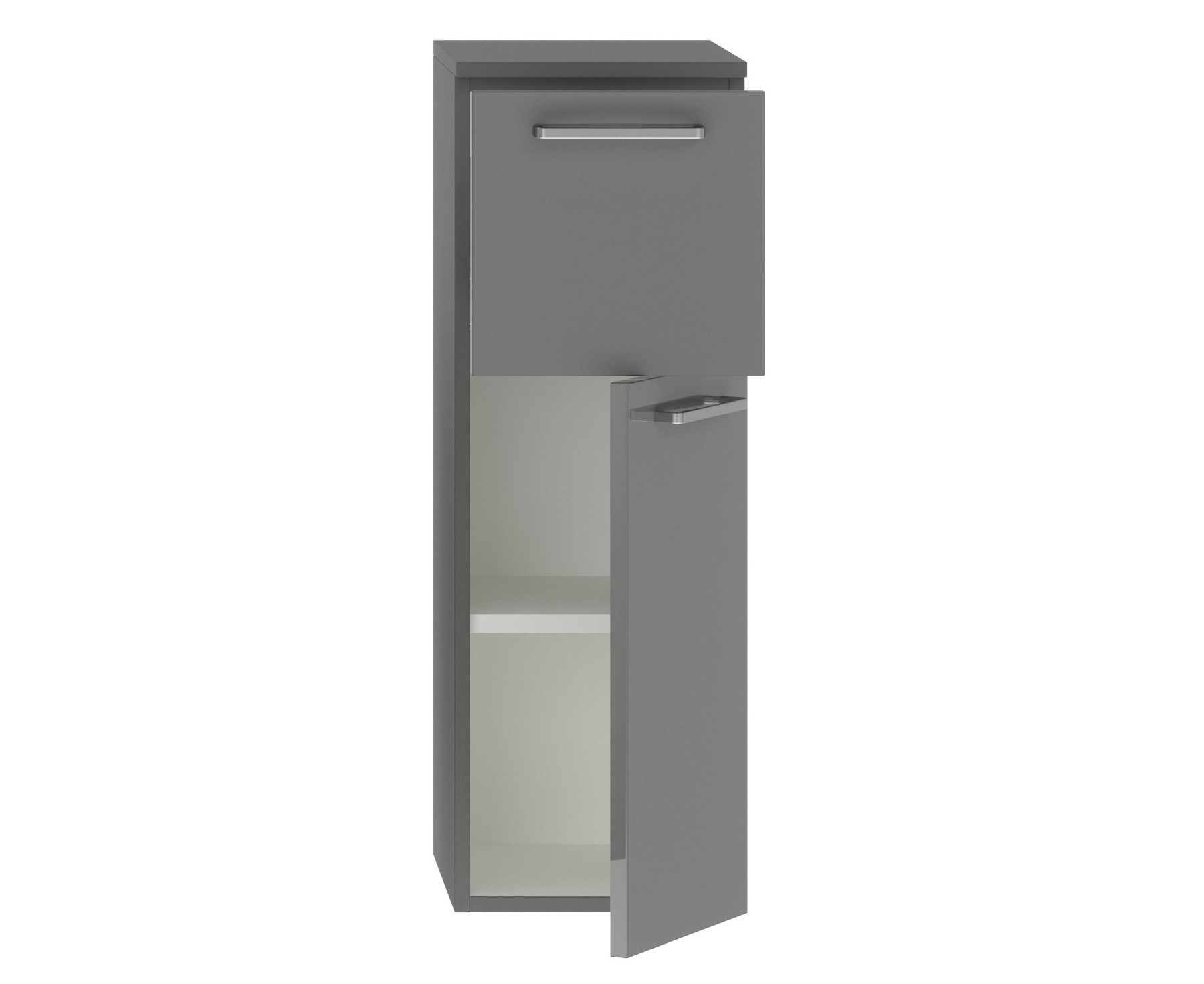Badschrank grau mit Tür und Schublade nobilia