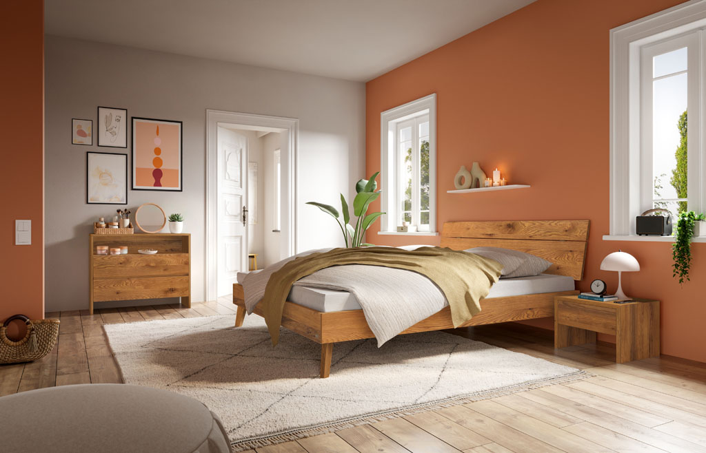 Hasena - Trento Bett Floris | Rahmen Trento 16 | Kopfteil Lino | Füße Nelo | konfigurierbar