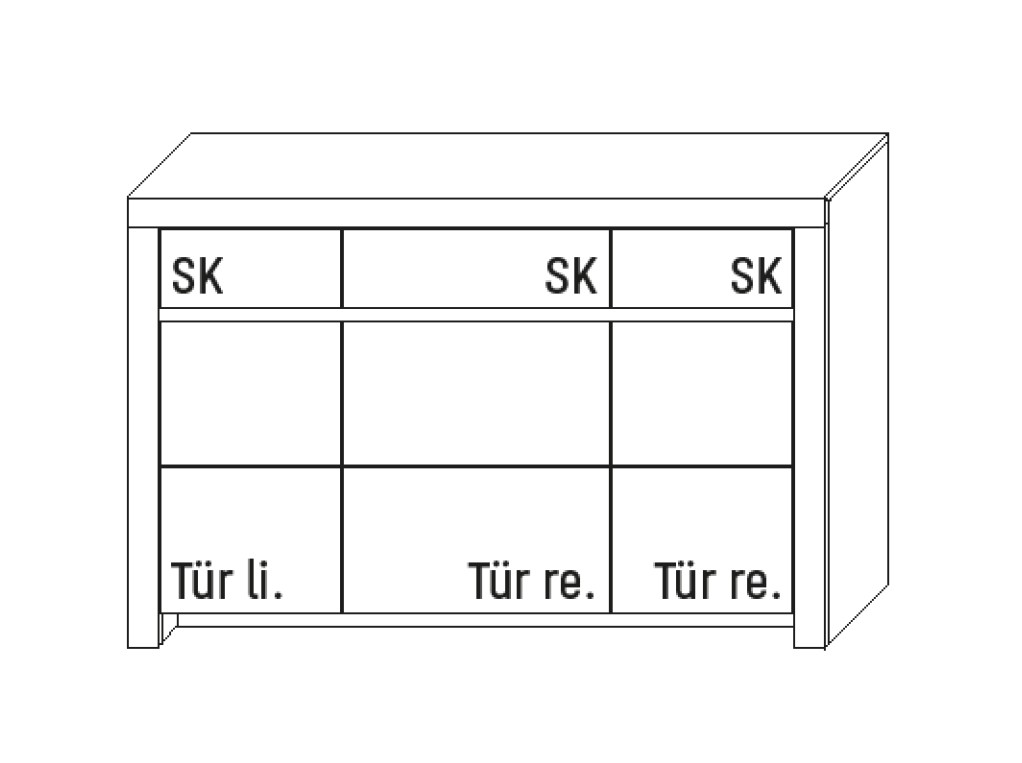Illustration eines Sideboards vor weißem Hintergrund