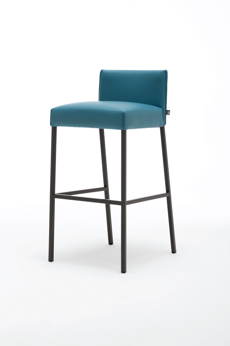 Rolf Benz 652 - Barhocker Barhocker mit blauem Polster und anthrazit Fußgestell