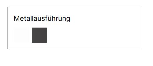 Farbmuster von Metallausführung in weiß und schwarz in Tabellenform