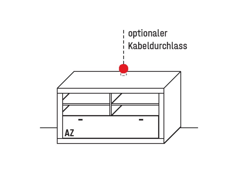 Illustration eines braunen Lowboards vor weißem Hintergrund