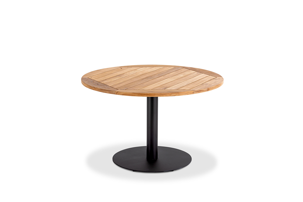 Niehoff Garden. Bistro | G520 | Tisch, rund | Ø 125 cm | Stahl anthrazit /Teak geölt