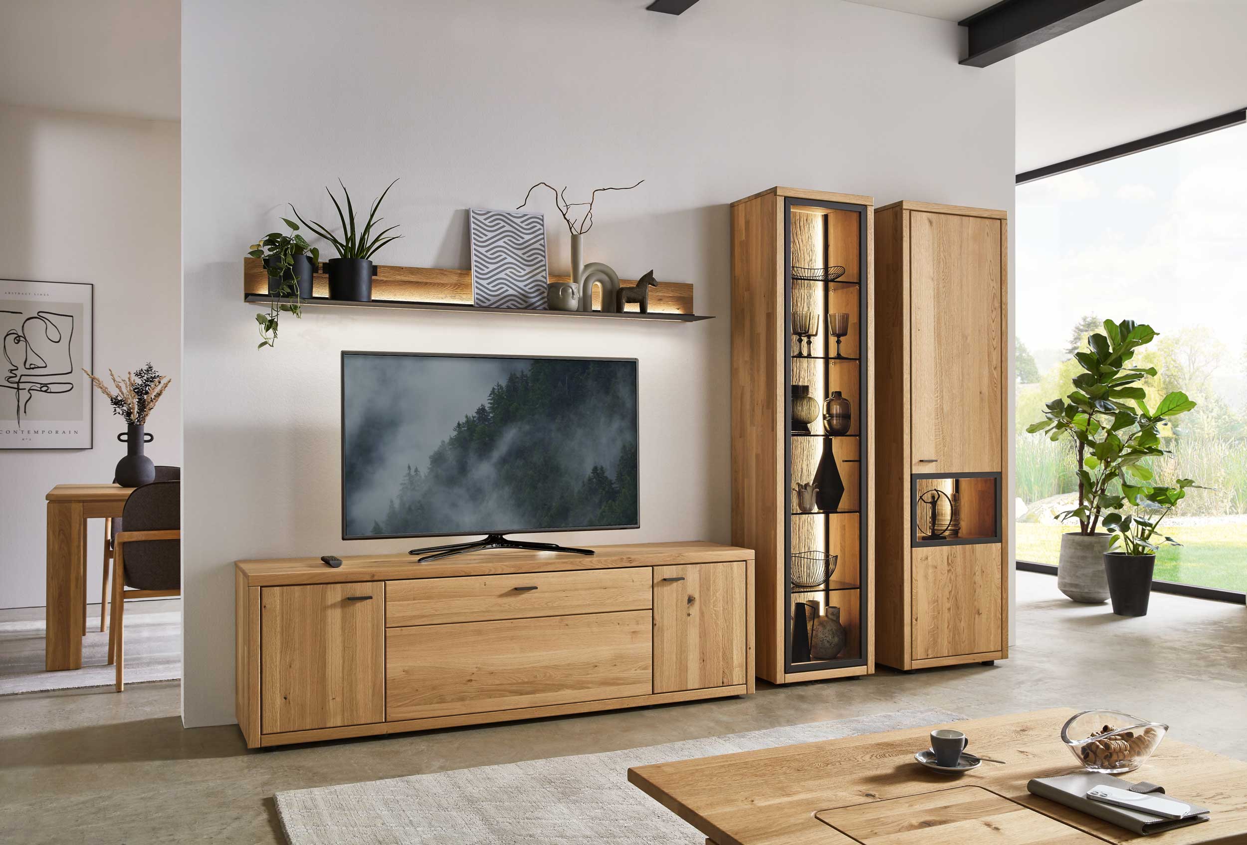 Wöstmann WM 2250 - Wohnwand | Type 0023/0123 | Wildeiche massiv | konfigurierbar