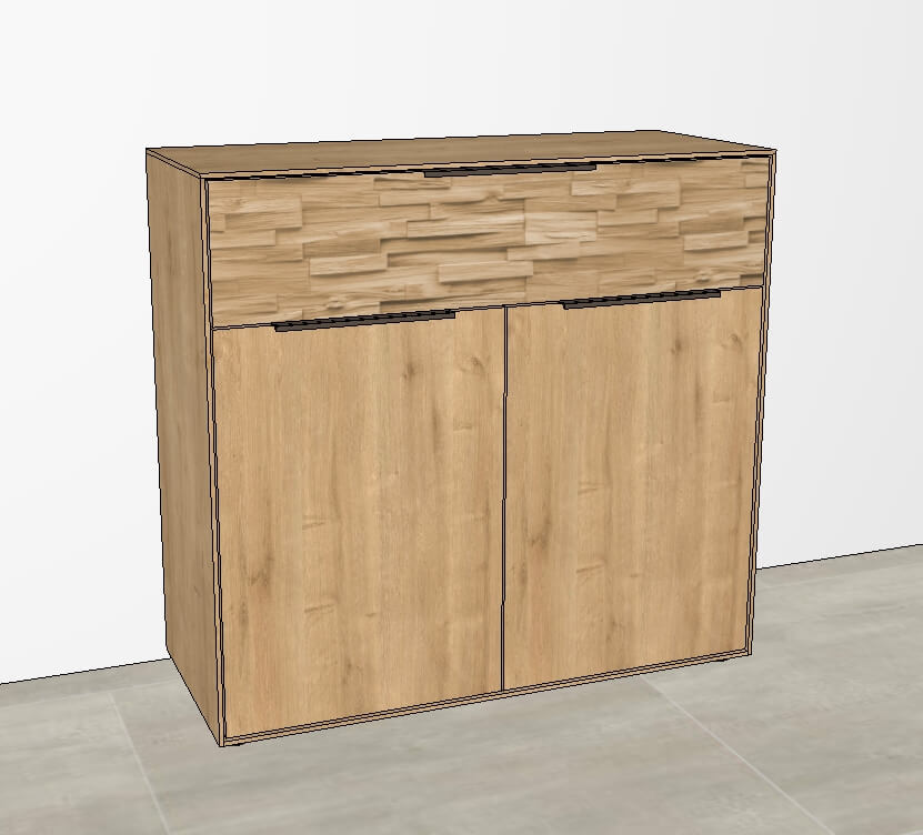 Wöstmann WSM 2800 - Kommode, 1 Schubkasten, 2 Türen (3091) | Wildeiche massiv | Spaltholzakzent | konfigurierbar Kommode Wildeiche massiv mit Spaltholzakzent WSM 2800 Wöstmann