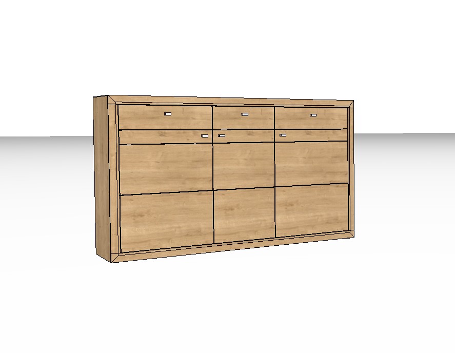 braunes Highboard vor weißem Hintergrund