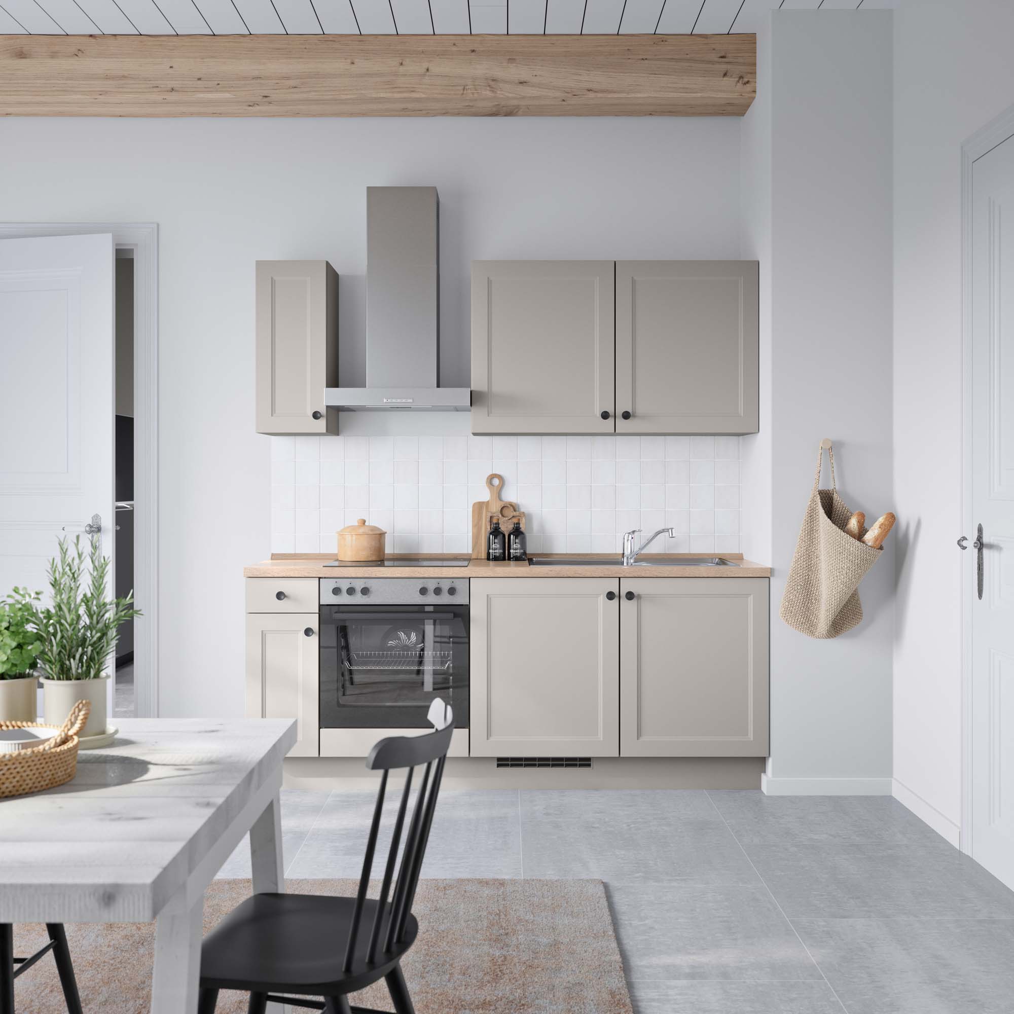 nobilia - Küchenzeile Cascada Low-Line (L5) | B 210 cm | Steingrau/Eiche Havanna Nachbildung