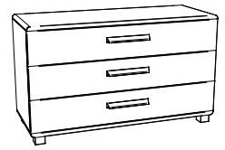 Illustration einer Kommode mit drei schubladen mit griffen und vor weißem hintergrund Sigma von hasena