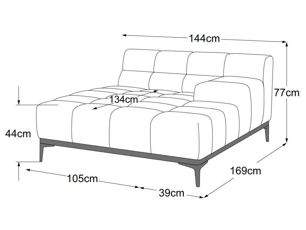 designwerk Oasis - Recamiere Armteil rechts | B: 144 cm | ohne Funktion | D115122