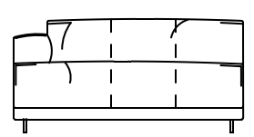 Illustration eines Sofaelements vor weißem Hintergrund freistil Rolf Benz 136