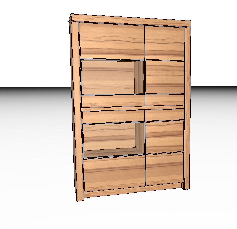 Wöstmann Soleo 3000 - Schrank | Type 4103/4104 | B: 112,3 cm | konfigurierbar 3D-Modell eines modernen Holzschranks mit offenen und geschlossenen Fächern