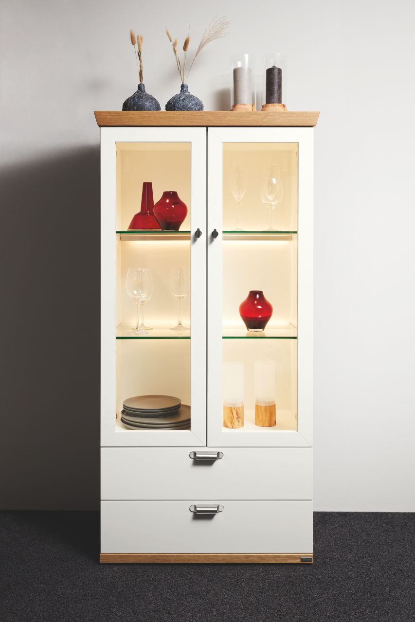 hülsta. Chalera | Highboard | Lack-reinweiß/Natureiche | B: 70,4 cm