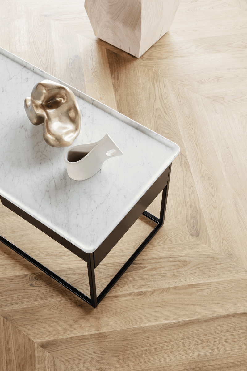 Rolf Benz 934 - Beistelltisch | 80 x 45 cm Rolf Benz Couchtisch 934 mit Steintischplatte in weiß und schwarzem Gestell