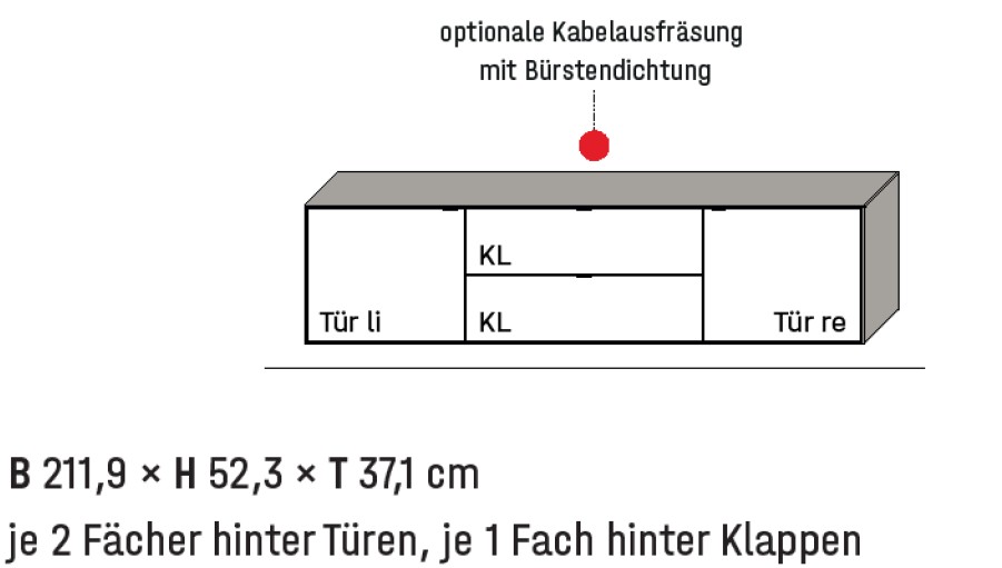 Illustration eines Hängelowboards mit Bezeichnung vor weißem Hintergrund