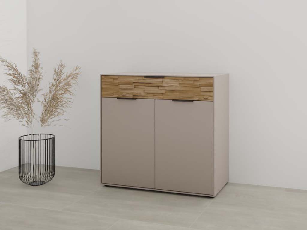 Wöstmann WSL 8800 - Kommode (2950), 1 Schubkasten, 2 Türen | B: 91,9 cm Kommode mit Holzakzent 1 Schublade und Türen grau wsl 8800 wöstmann