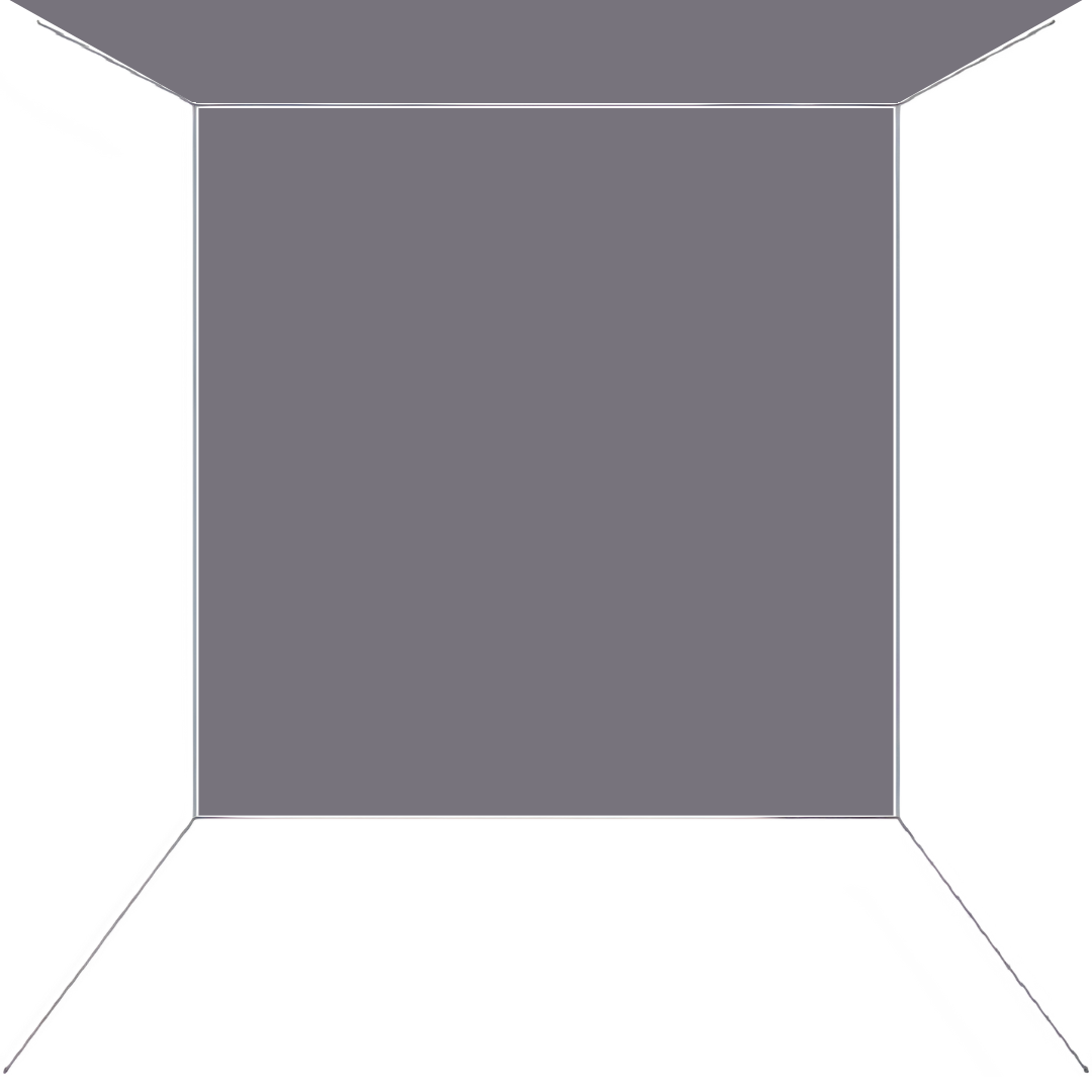 Zeichnung eines Raumes, in dem die Stirnseite und die Decke gestrichen wurden