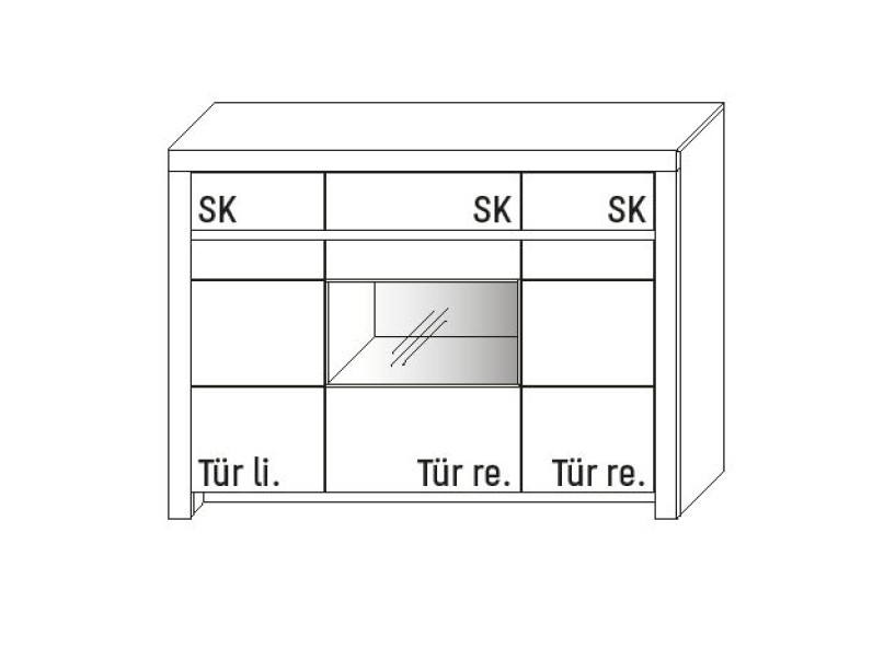 Illustration eines Highboards vor weißem Hintergrund