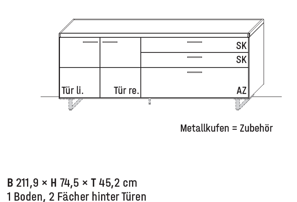 Wöstmann WM 2520 - Sideboard | Type 2163/2164 | B: 211,9 cm | Wildeiche massiv