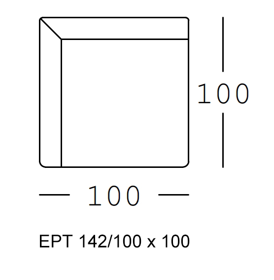 Maßzeichnung eines Sofaelements vor weißem Hintergrund freistil Rolf Benz 142