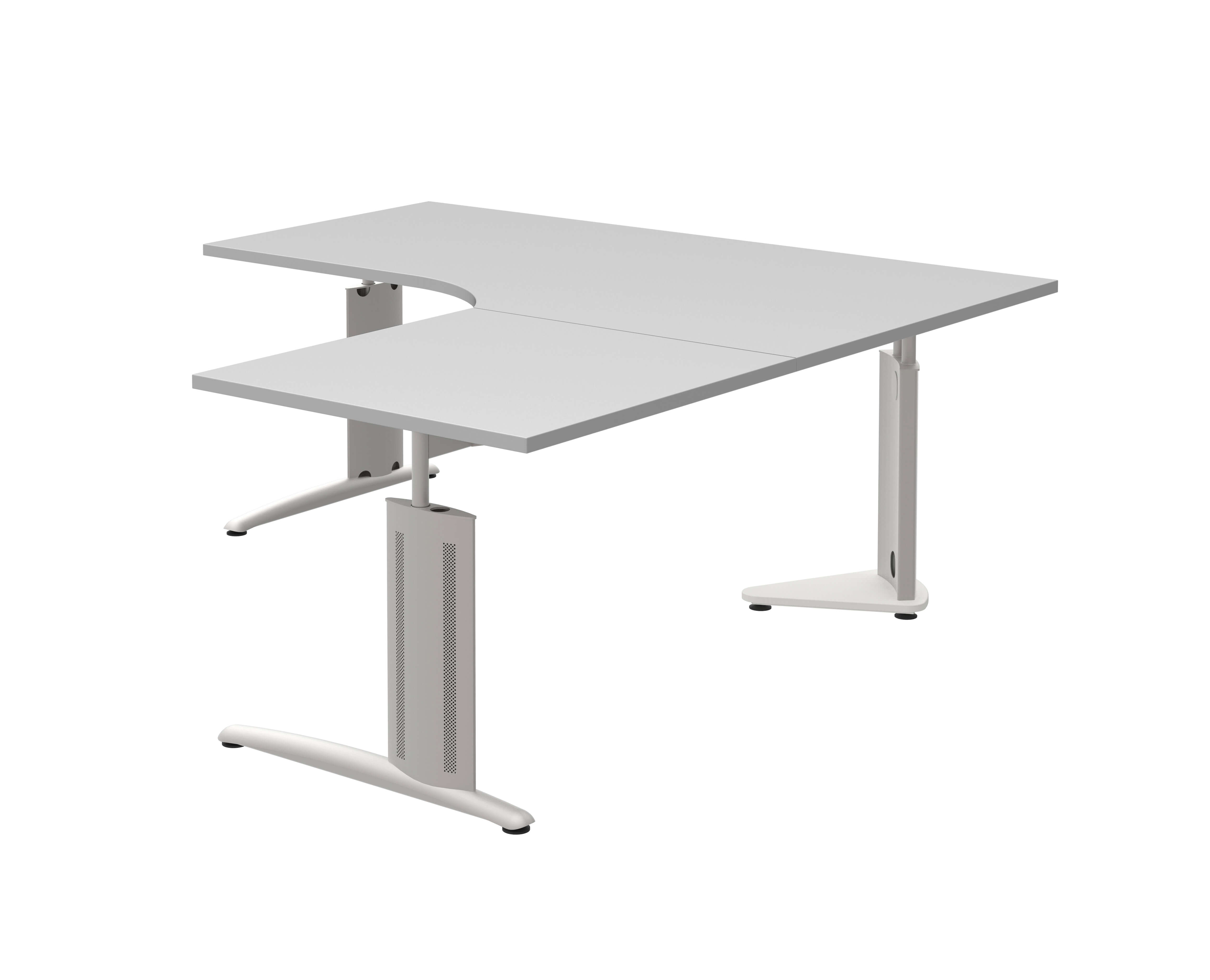 Röhr Bush techno - Eckschreibtisch | 180 x 180 cm | höhenverstellbar L-förmiger weißer Bürotisch mit stabilem Metallgestell und zwei Arbeitsflächen