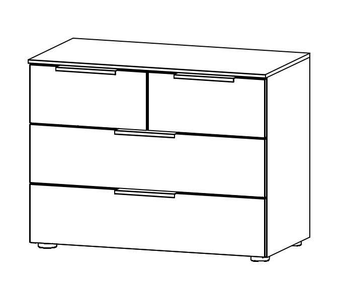Illustration einer Kommode mit vier Schubladen vor weißem Hintergrund