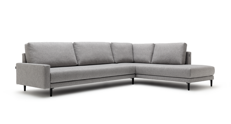 freistil Rolf Benz 170 - Polstergarnitur | B: 287 cm Graues L-förmiges Ecksofa mit weichen Polstern und eleganten Standfüßen, ideal für das Wohnzimmer