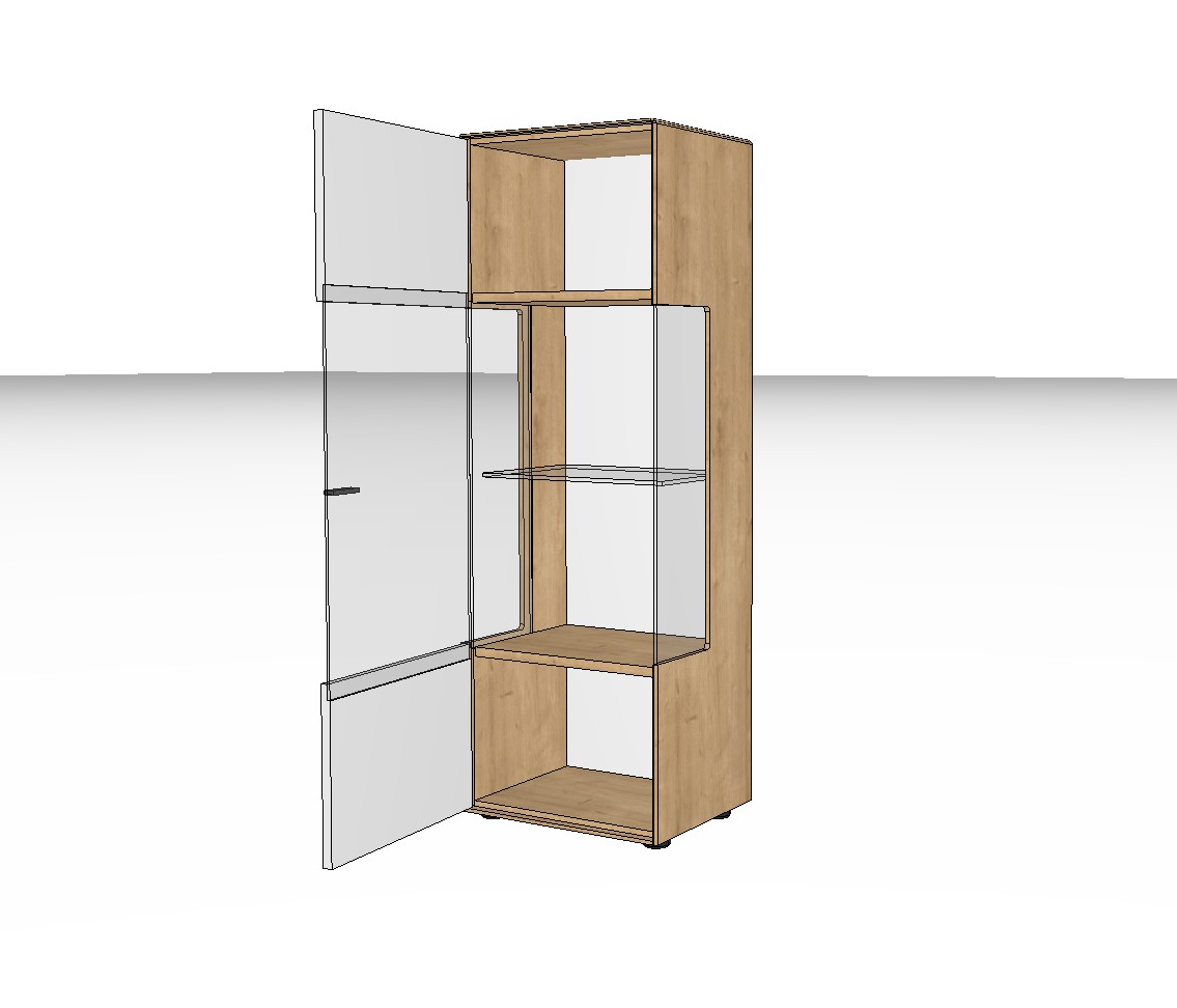 weiß braune Vitrine vor weißem Hintergrund