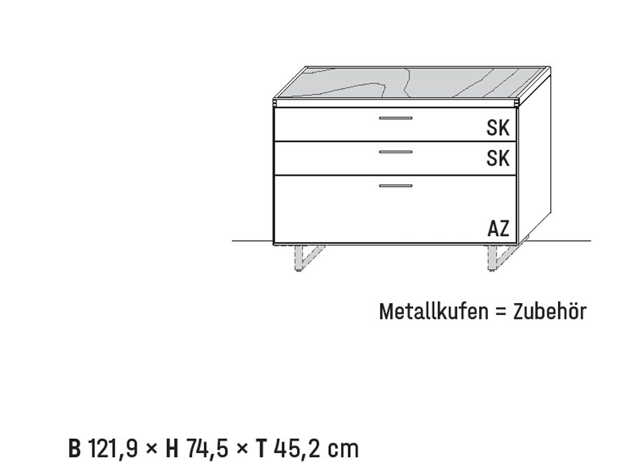 Wöstmann WM 2520 - Sideboard | Type 2251 | B: 121,9 cm | Wildeiche massiv, Keramik