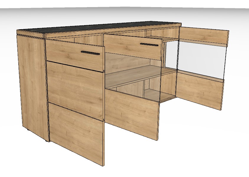 Wöstmann WM 2520 - Sideboard | Type 2843/2844 | B: 181,9  cm | Wildeiche massiv, Keramik