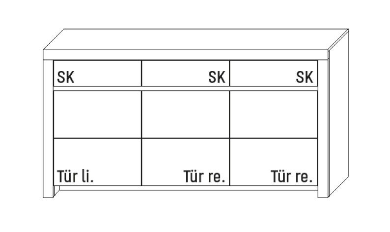Illustration eines Sideboards vor weißem Hintergrund