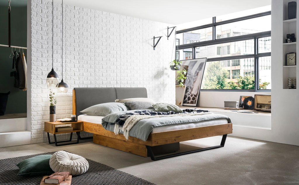 Hasena - Trento Bett Pietro | Rahmen Trento 16 | Polsterkopfteil | Metallkufen Glyd | konfigurierbar